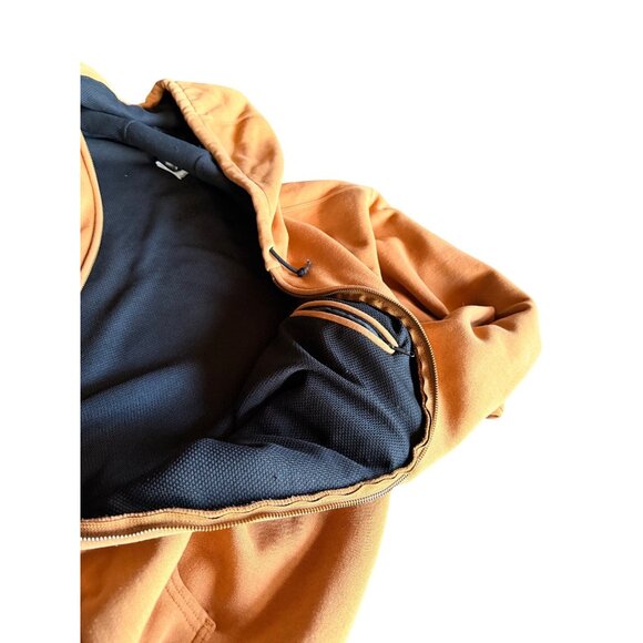Carhartt Mens Sandstone Hooded Full-Zip Jacket Brown XL Lined  *note flaw sleeve - Picture 5 of 13